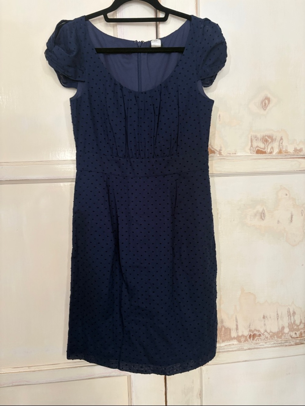 J. Crew Navy Swiss Dot Scoop-Neck Midi Dress